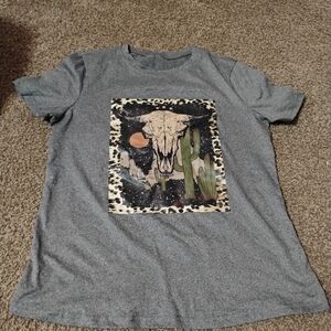 Gray T-Shirt with Western Graphic